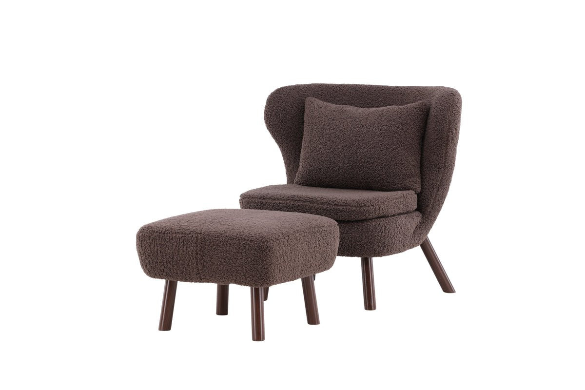 Designer lounge armchair Eldvik – teddy look Brown