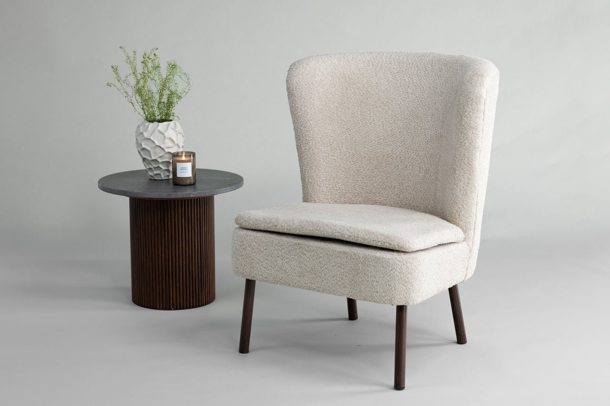 Armchair Hedwig - With beige polyester fabric