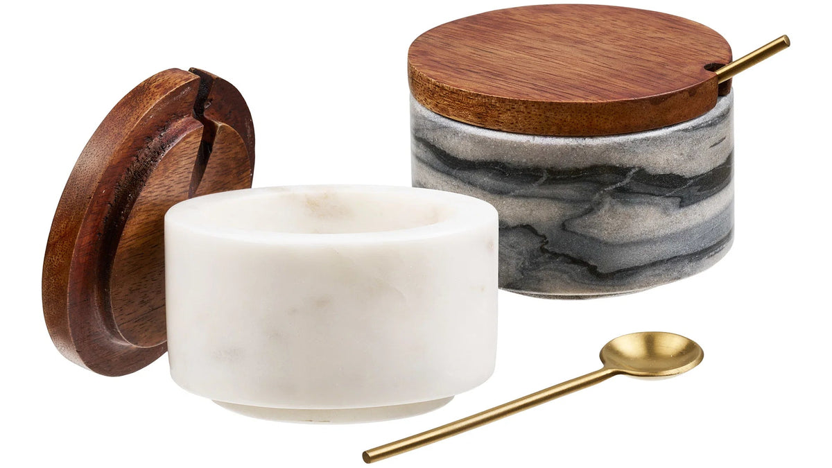 Set of 2 Chango storage jars - with matching spoon