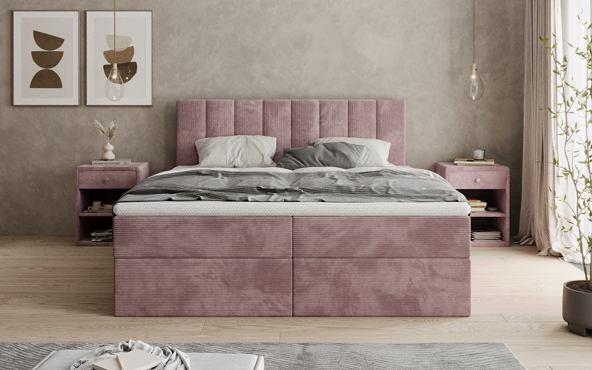 Sofia box spring bed in Corduroy with storage