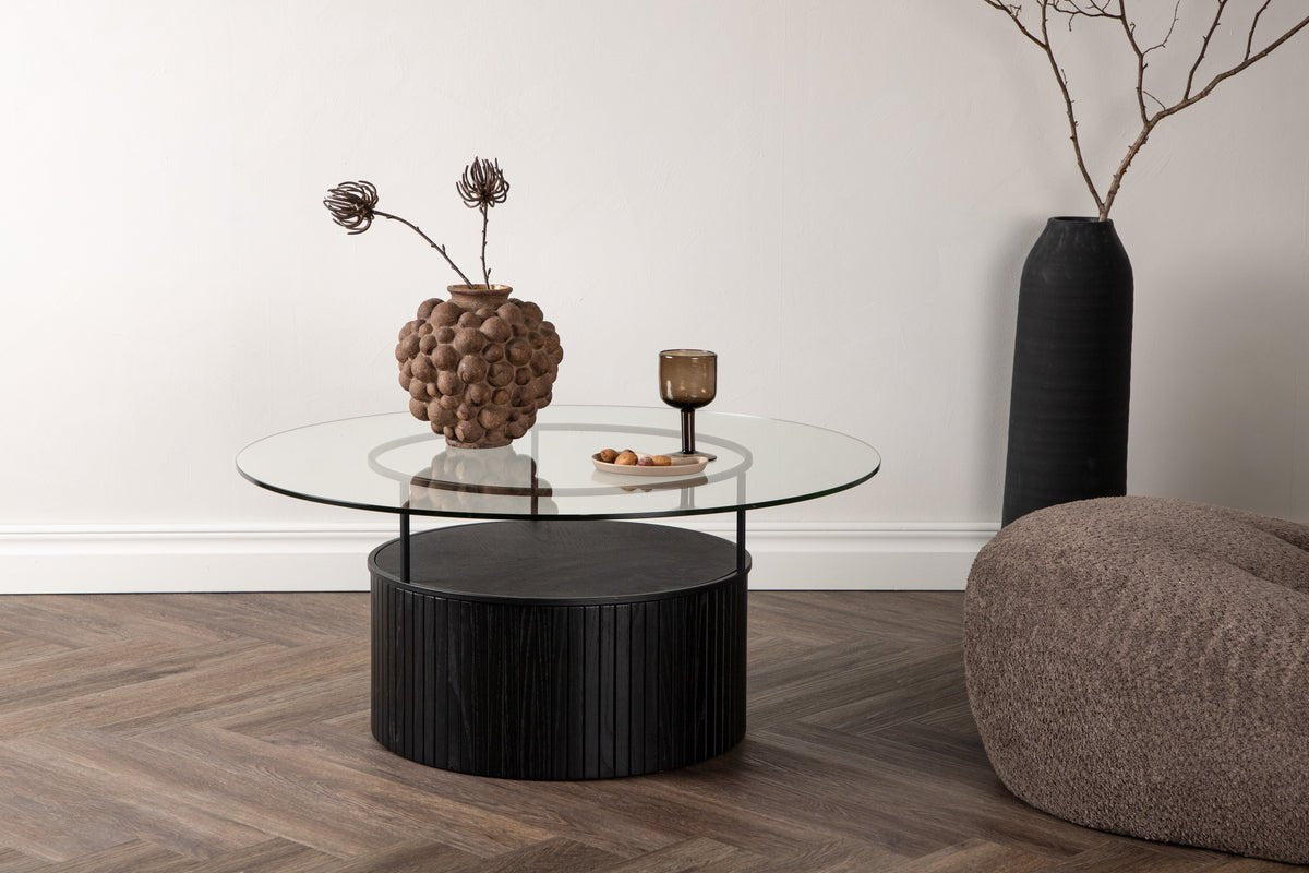 Coffee table Marty - in Black with glass top
