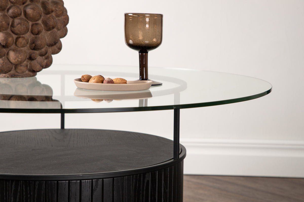 Coffee table Marty - in Black with glass top