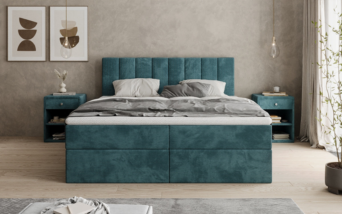 Sofia box spring bed in Corduroy with storage