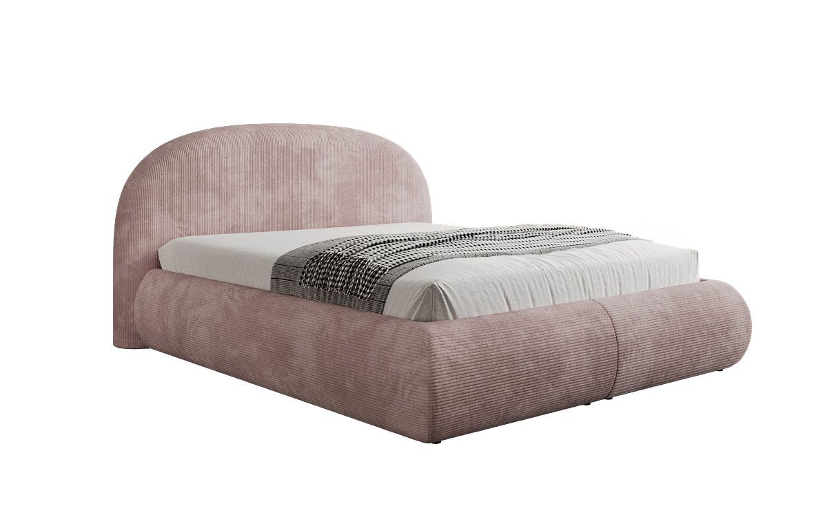 Designer upholstered bed Loop in Corduroy with storage space