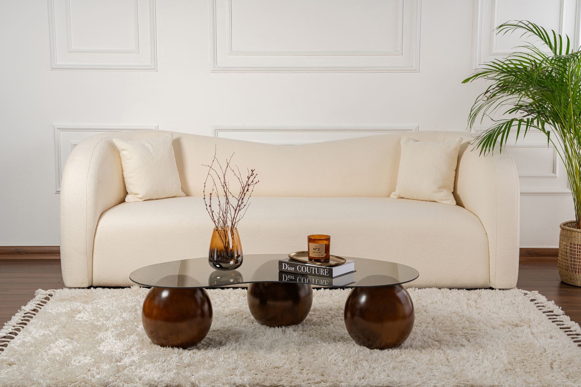 Coffee Table Belaro - with Curved Glass Top