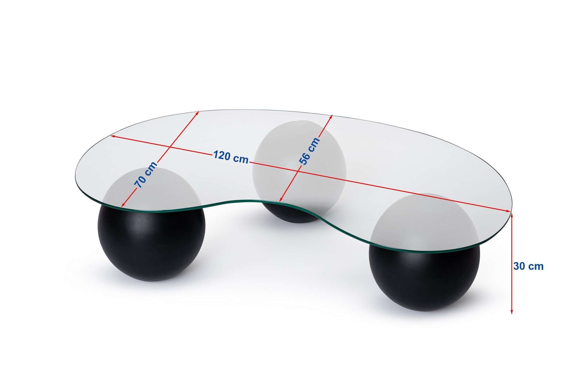 Coffee Table Belaro - with Curved Glass Top