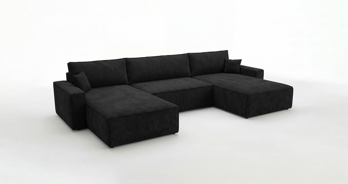 Designer Sofa Vienna U mit Schlaffunktion und Stauraum in Cord