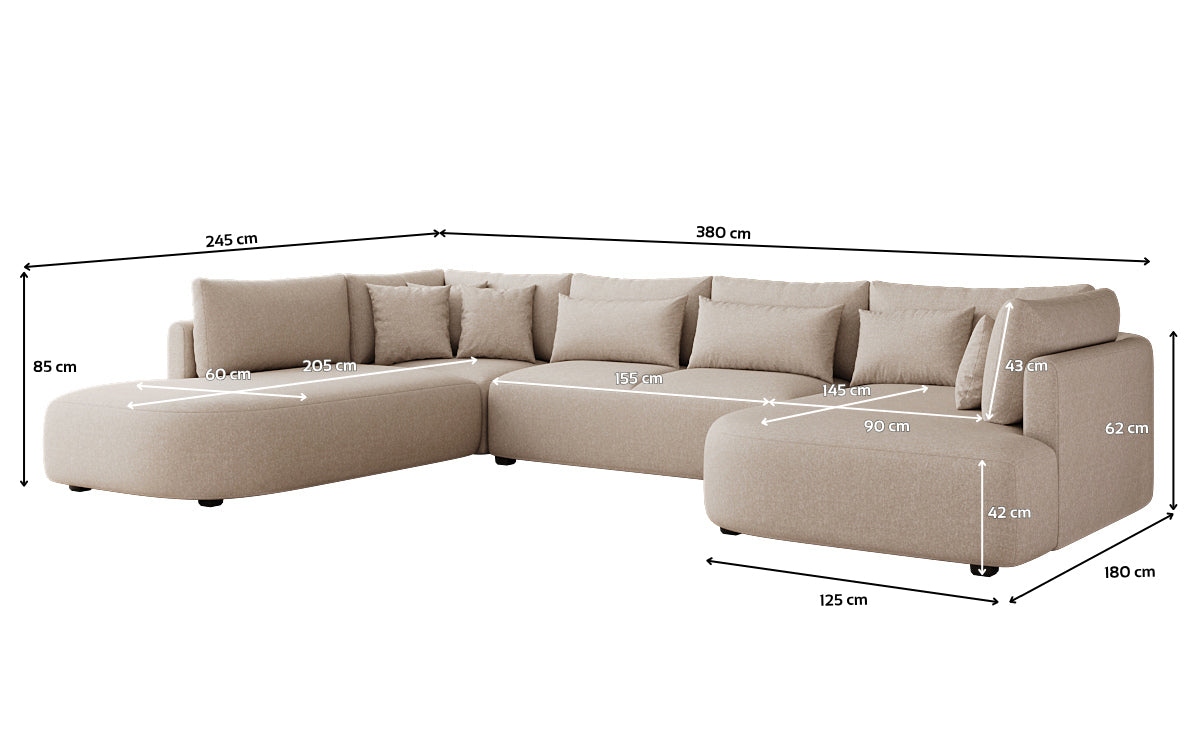Designer sofa Ando - sectional sofa in textured fabric