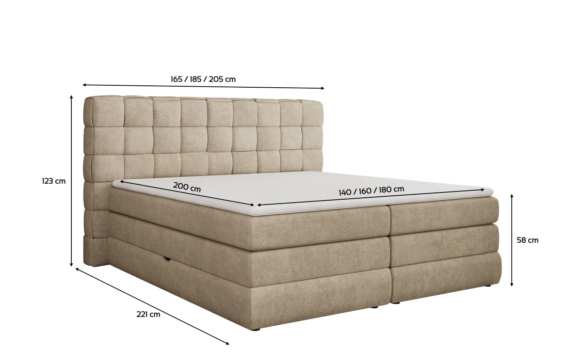Trama box spring bed with storage in fabric
