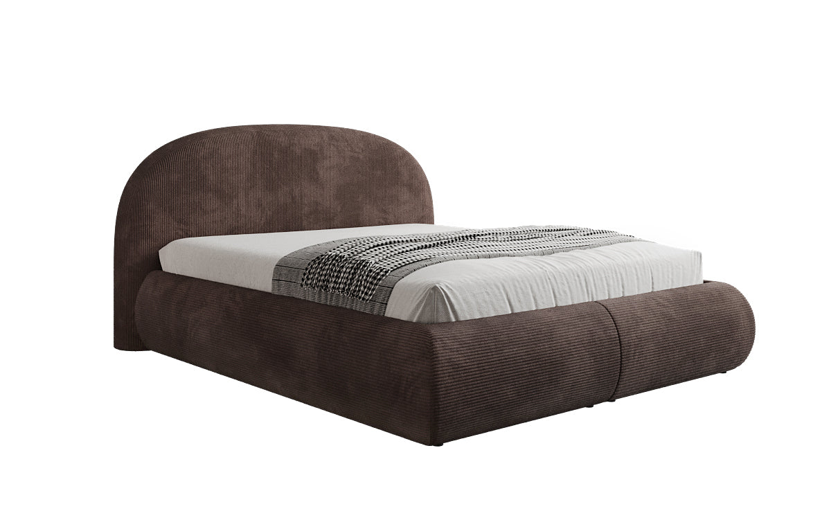 Designer upholstered bed Loop in Corduroy with storage space
