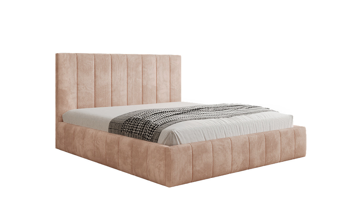 Designer upholstered bed Maja in Corduroy with storage
