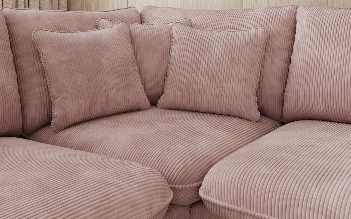 Designer corner sofa Laguna with metal feet in Corduroy