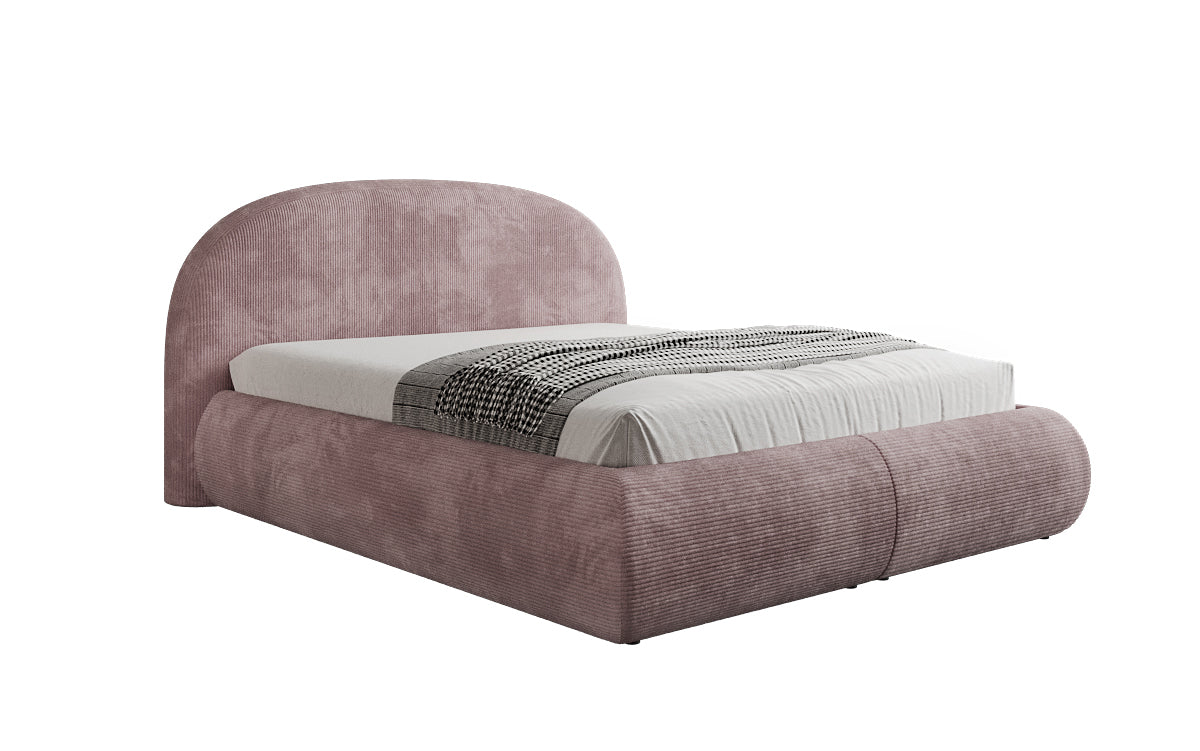Designer upholstered bed Loop in Corduroy with storage space