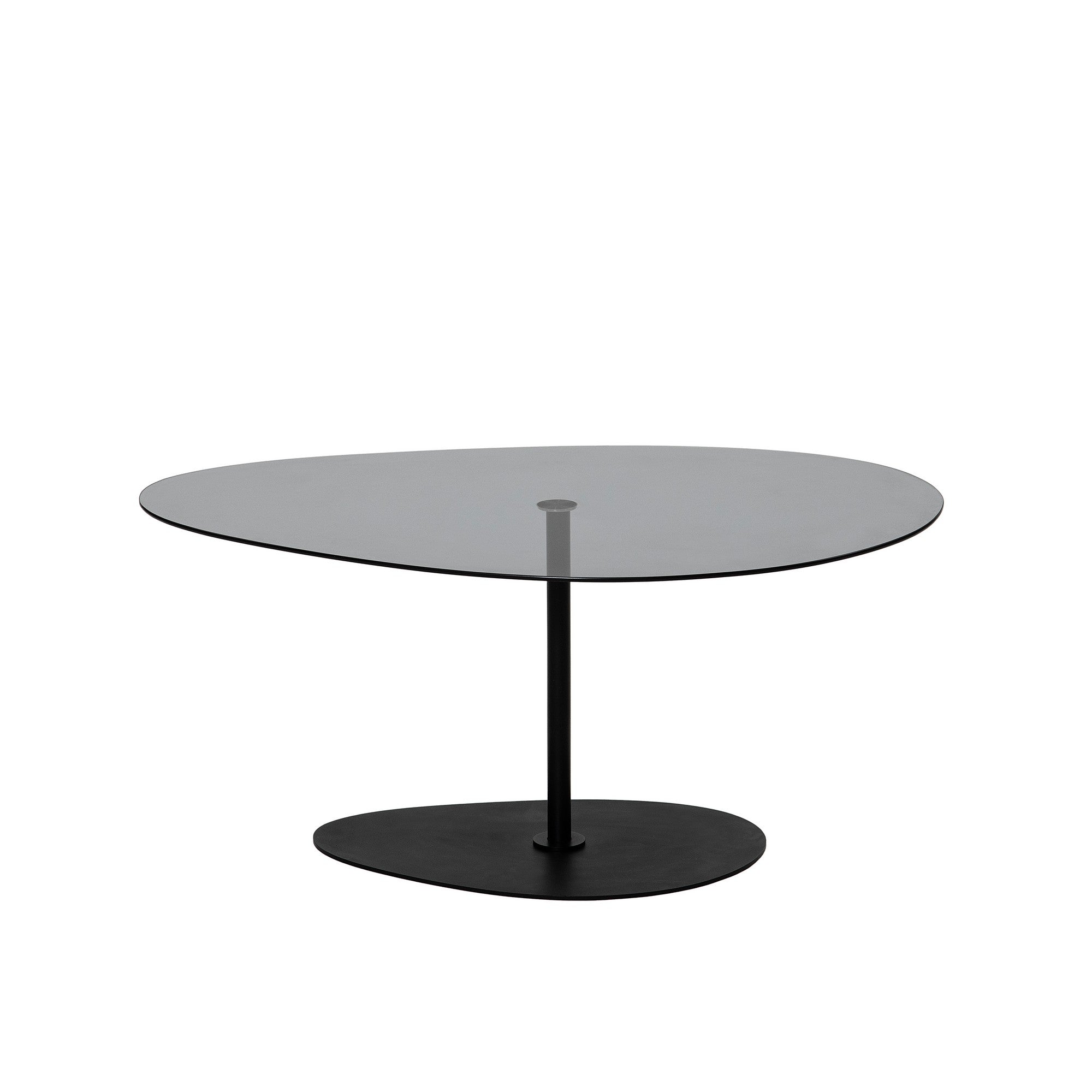 Dovira Coffee Table - with Glass Top and Black Metal Frame