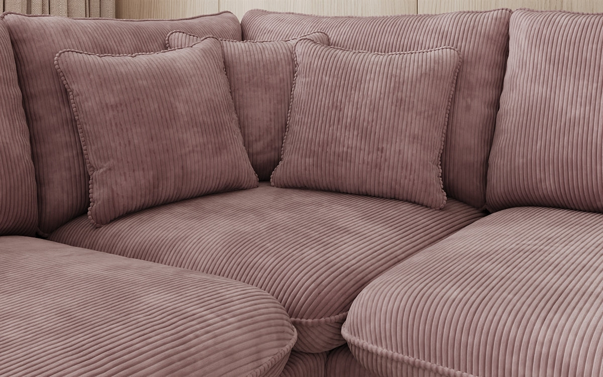 Designer corner sofa Laguna with metal feet in Corduroy