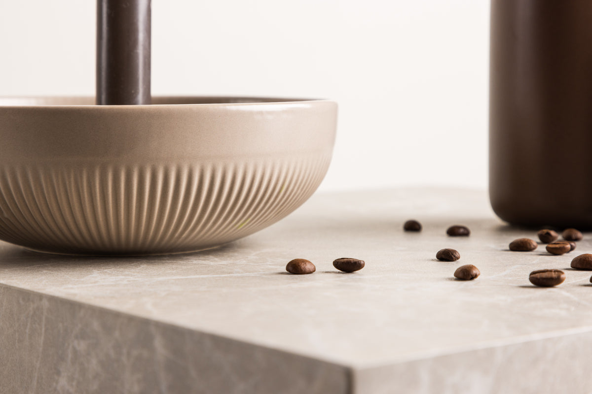 Candle holder Milica - Ø18 cm made of stoneware in Beige