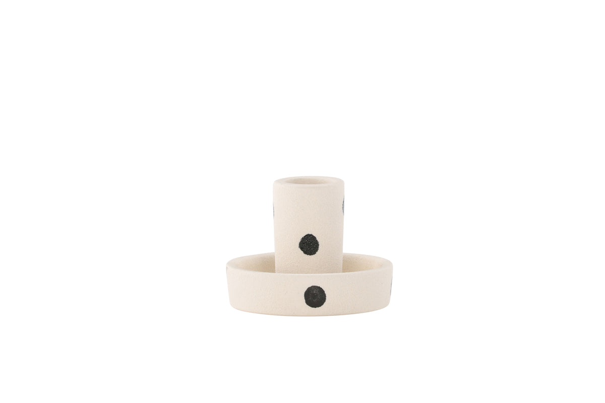 Candle holder Lubica - Ø11 cm in White with black dots