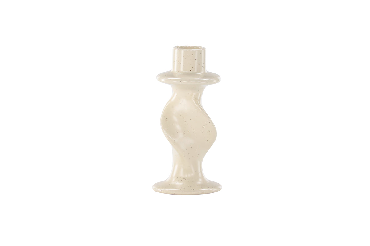 Candle holder Medelin - Ø6 cm made of stoneware in the color Beige