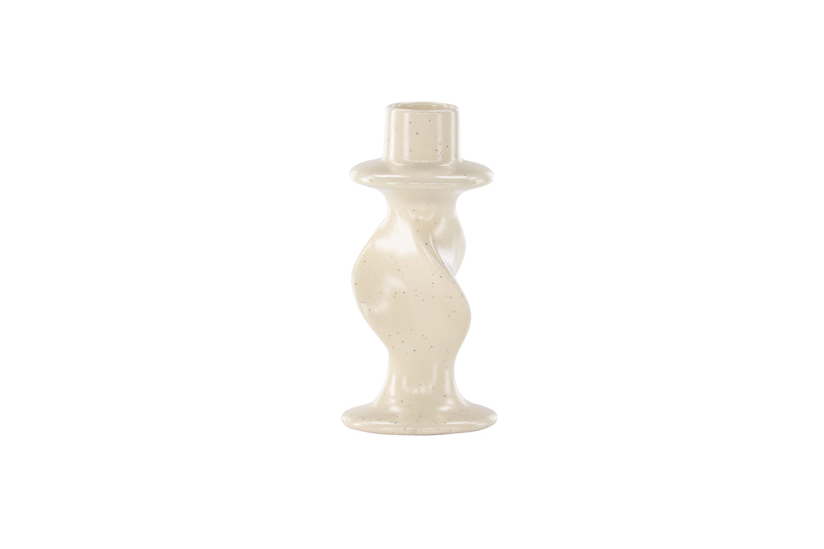 Candle holder Medelin - Ø6 cm made of stoneware in the color Beige