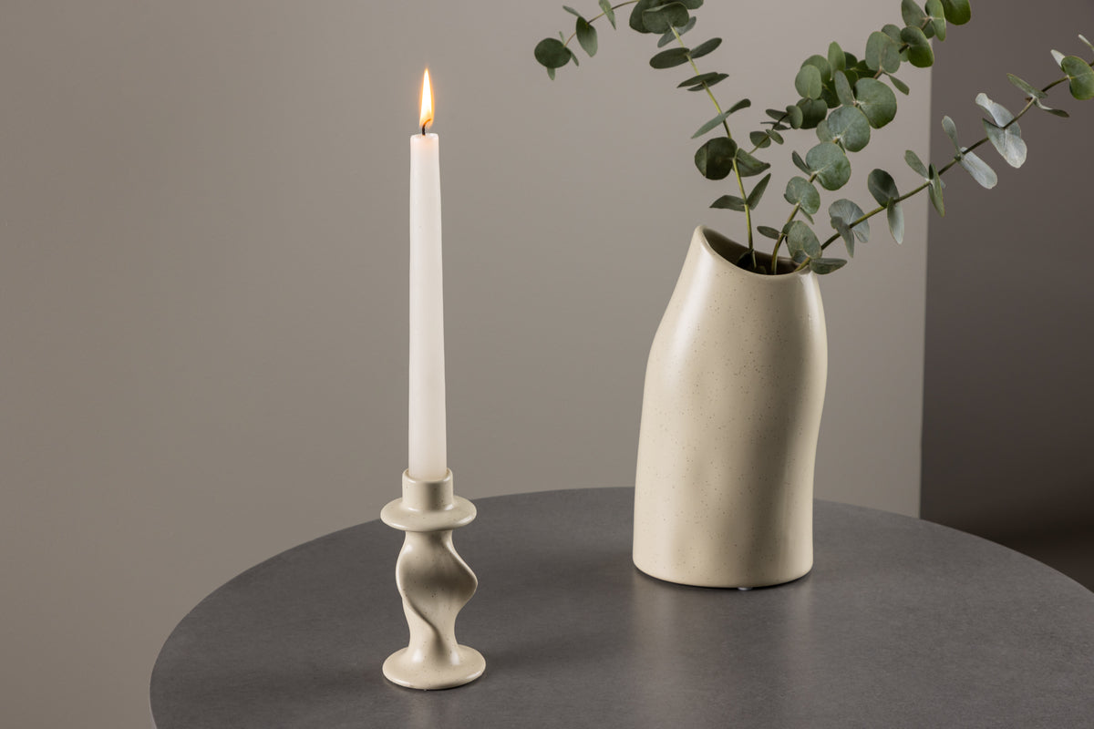 Candle holder Medelin - Ø6 cm made of stoneware in the color Beige
