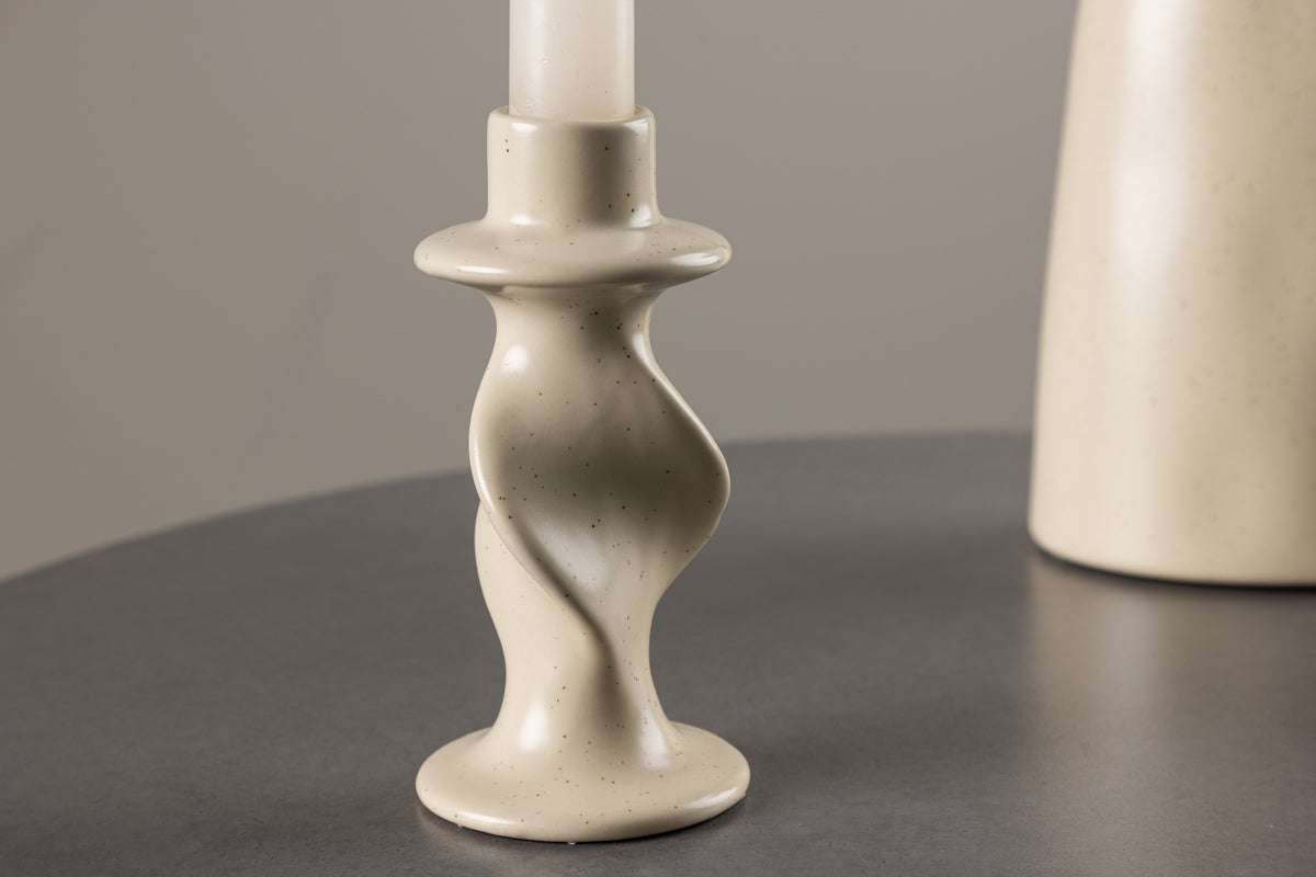 Candle holder Medelin - Ø6 cm made of stoneware in the color Beige