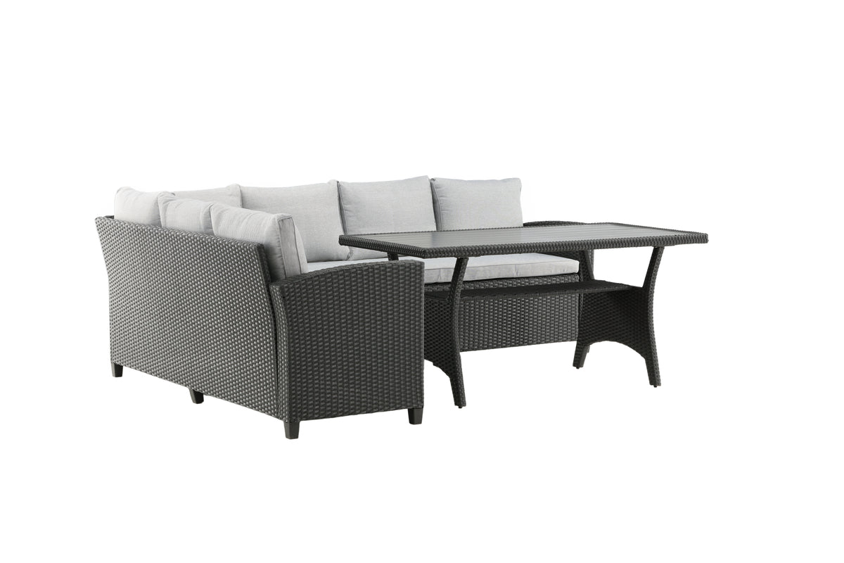 Garden Lounge Set Liventia – available in two colors made of hardwood and synthetic rattan