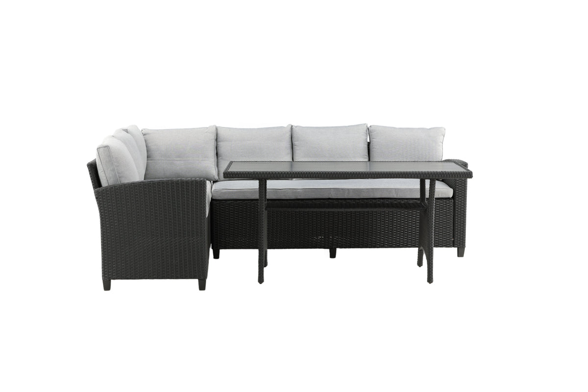 Garden Lounge Set Liventia – available in two colors made of hardwood and synthetic rattan