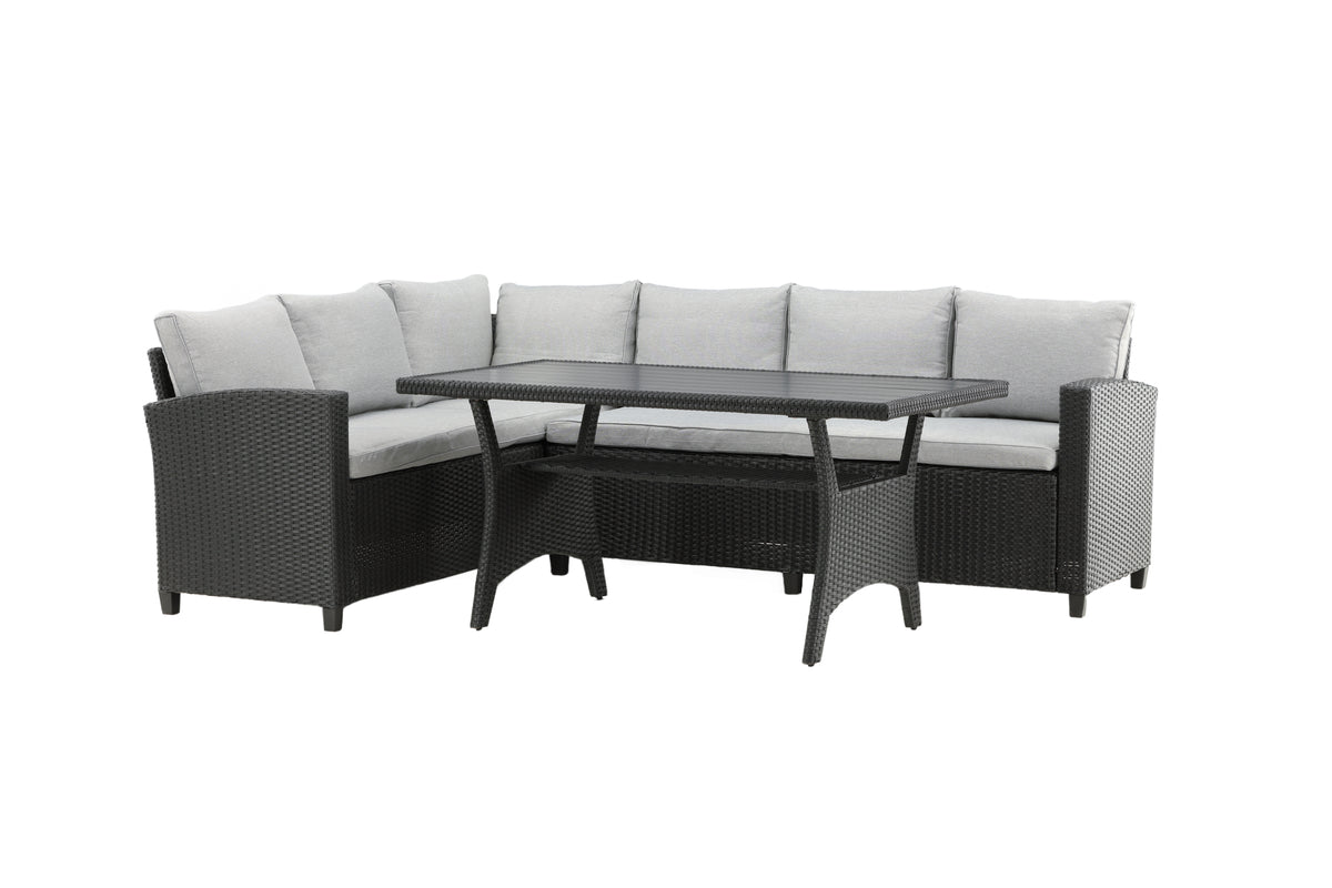 Garden Lounge Set Liventia – available in two colors made of hardwood and synthetic rattan