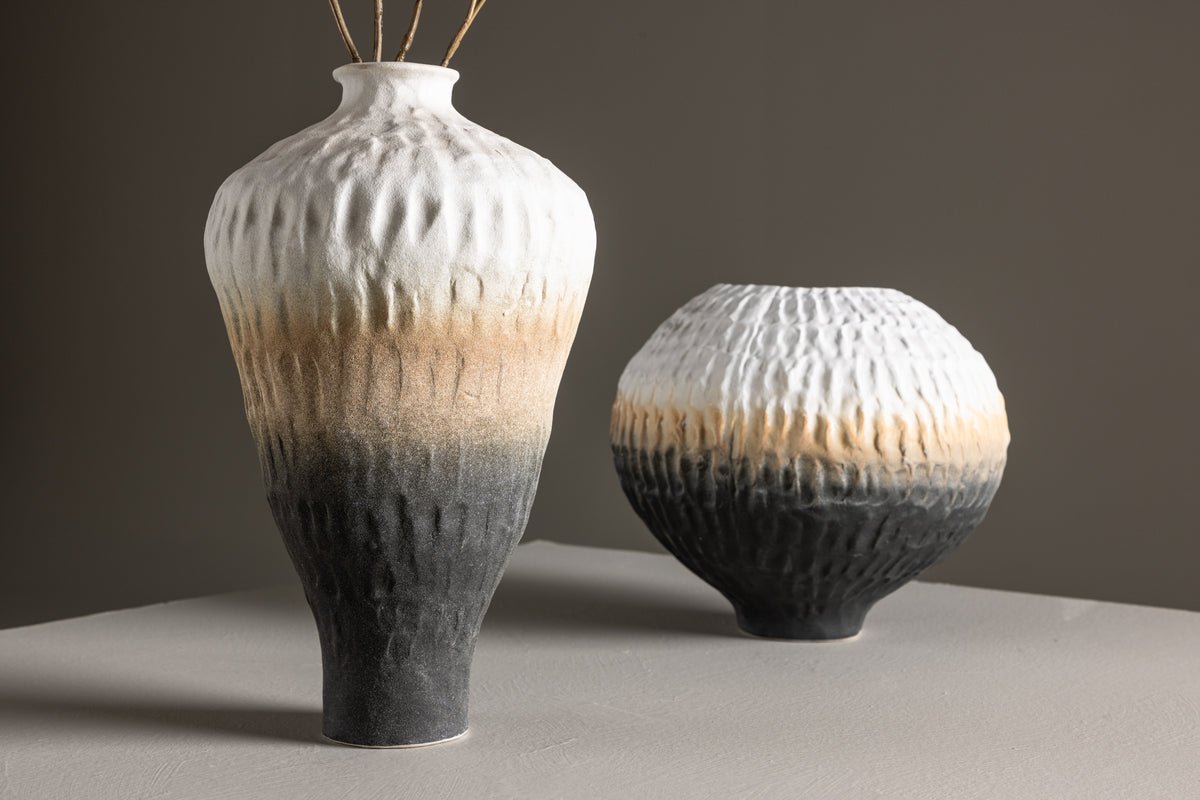 Vase "Aurea" Ø16 cm – Beige with color gradient, ceramic