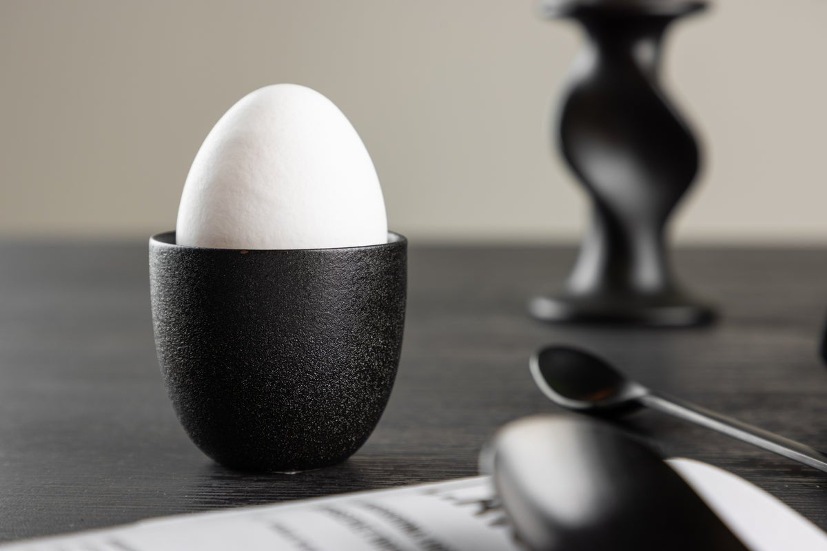 Egg cup Black Swan - set of 2 made of black porcelain
