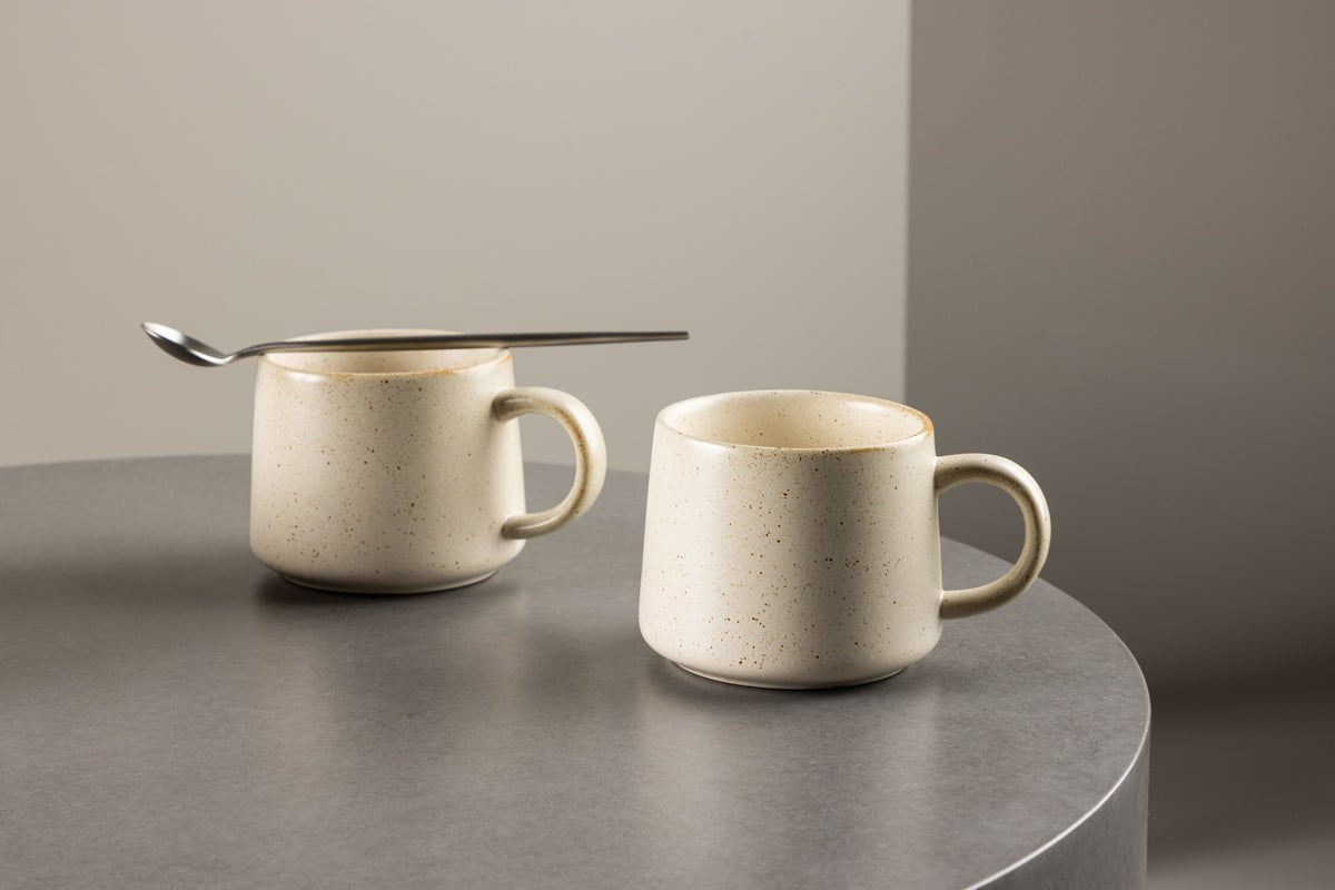 Coffee cup Liva - set of 2 in Beige made of ceramic, in two sizes