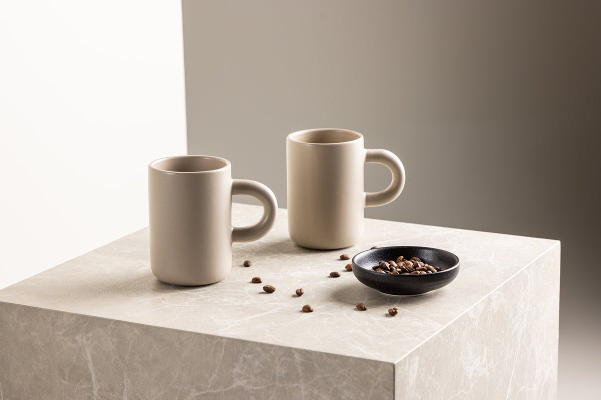 Mug Maro – stylish set of 2 in Dark Brown & Beige