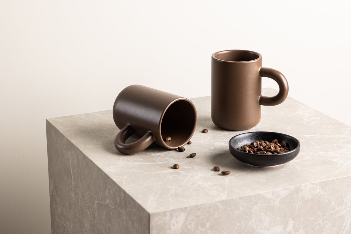Mug Maro – stylish set of 2 in Dark Brown & Beige