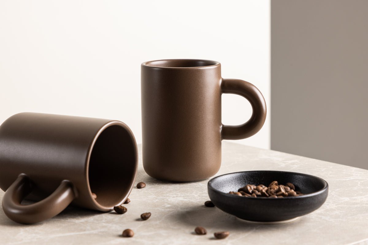 Mug Maro – stylish set of 2 in Dark Brown & Beige