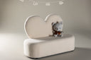 Children's sofa Miela – Heart-shaped 2-seater in White with teddy cover