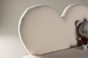 Children's sofa Miela – Heart-shaped 2-seater in White with teddy cover