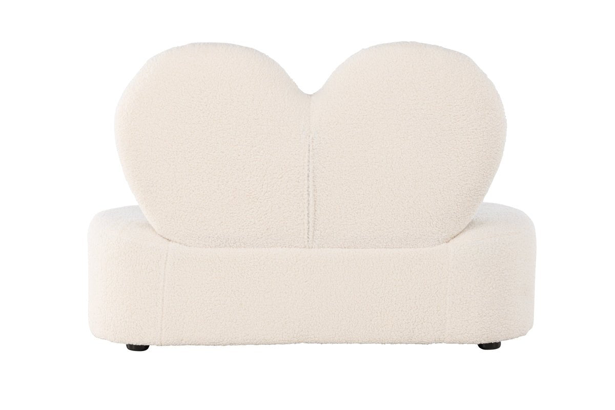 Children's sofa Miela – Heart-shaped 2-seater in White with teddy cover