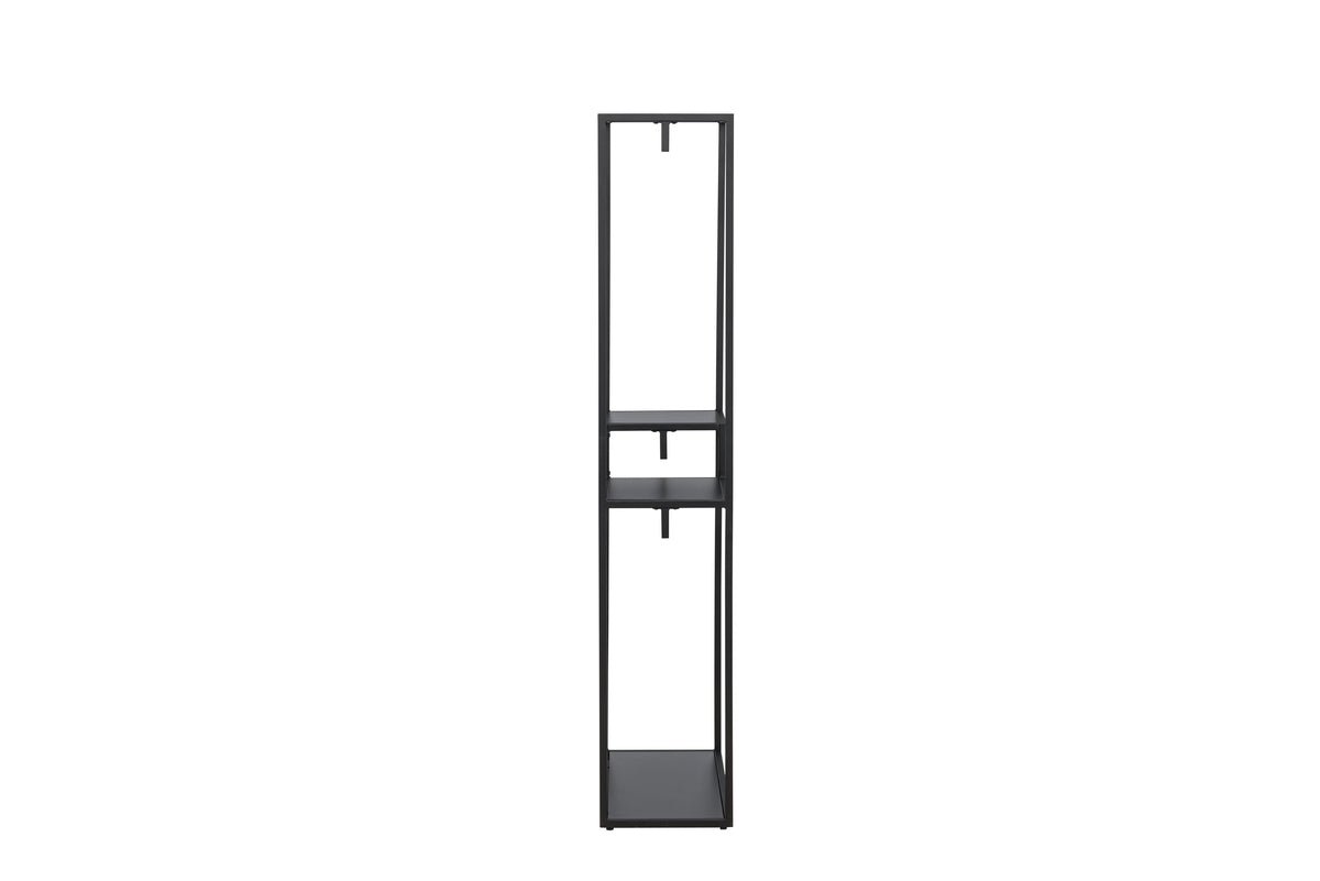 Wardrobe Lerano – Open Clothes Rack in Black with Shelves
