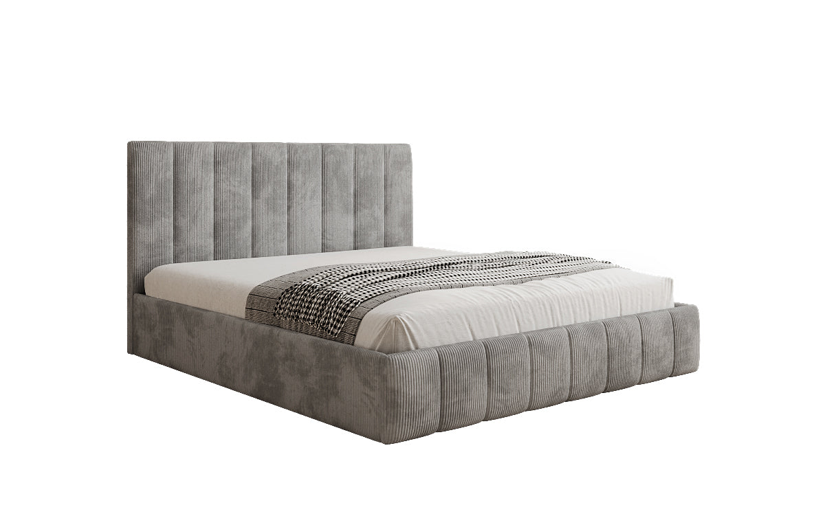 Designer upholstered bed Mila in Corduroy with storage