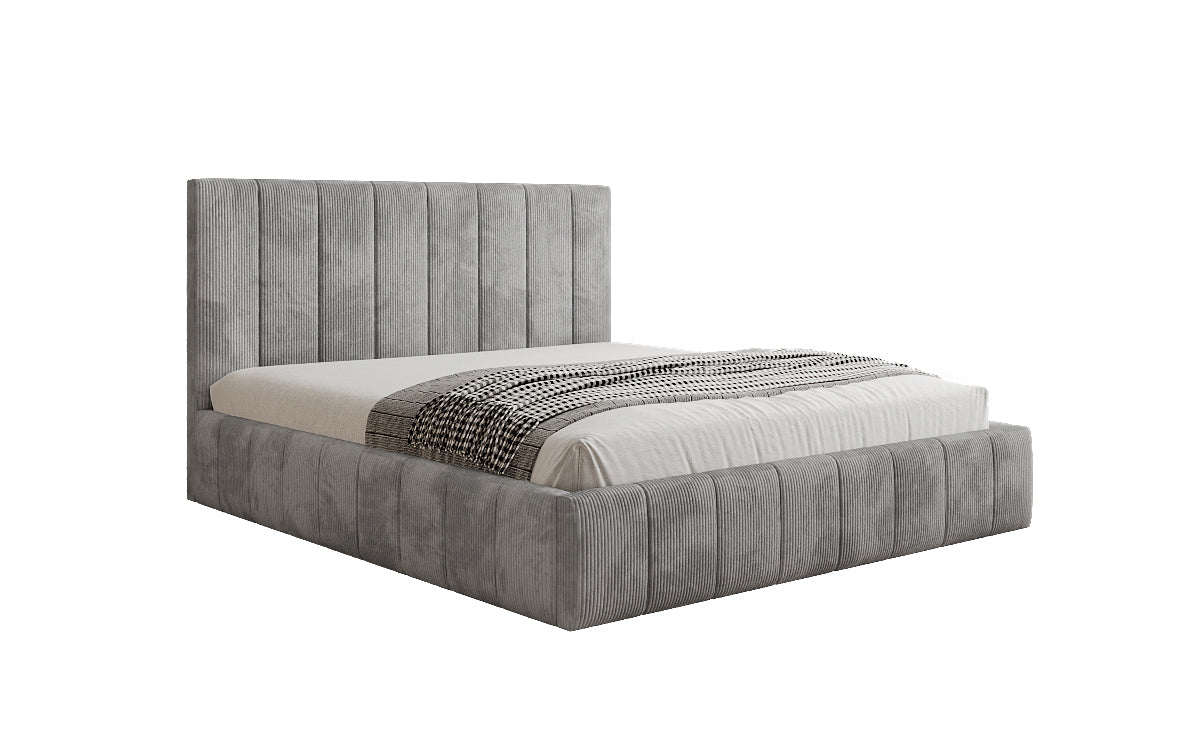 Designer upholstered bed Maja in Corduroy with storage