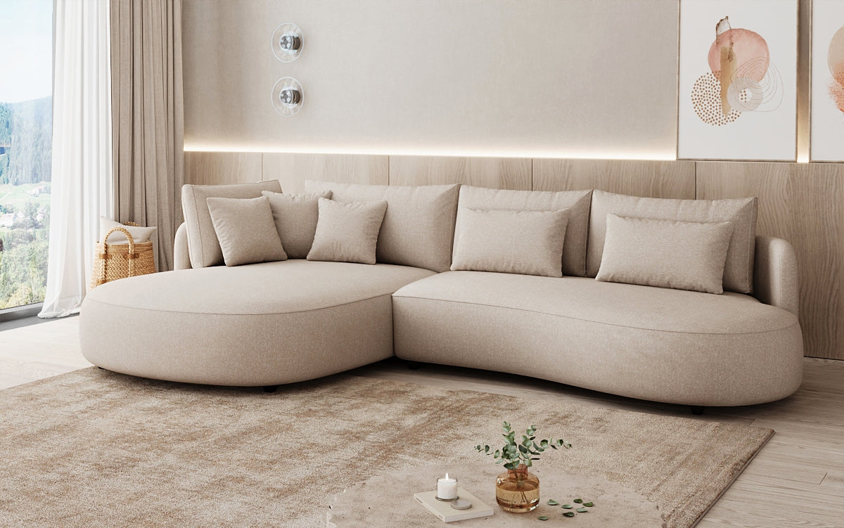 Designer corner sofa Ando Mini in textured fabric