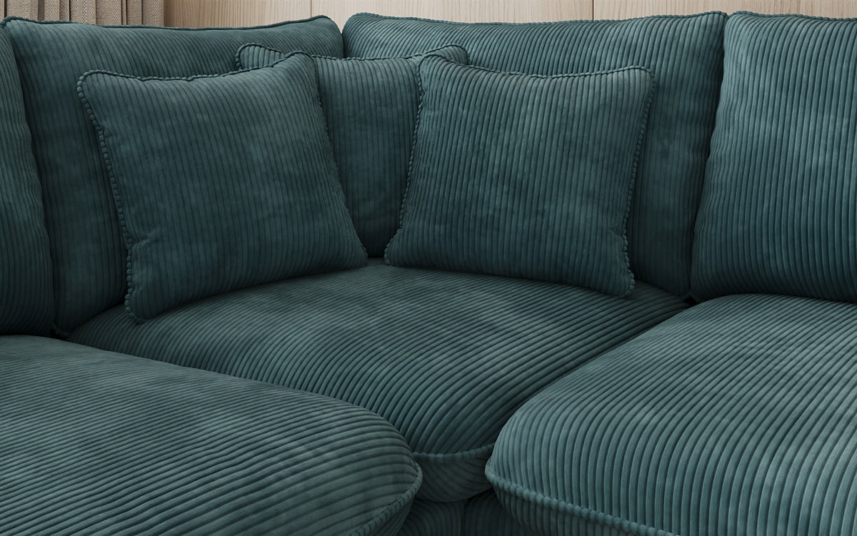 Designer corner sofa Laguna with metal feet in Corduroy