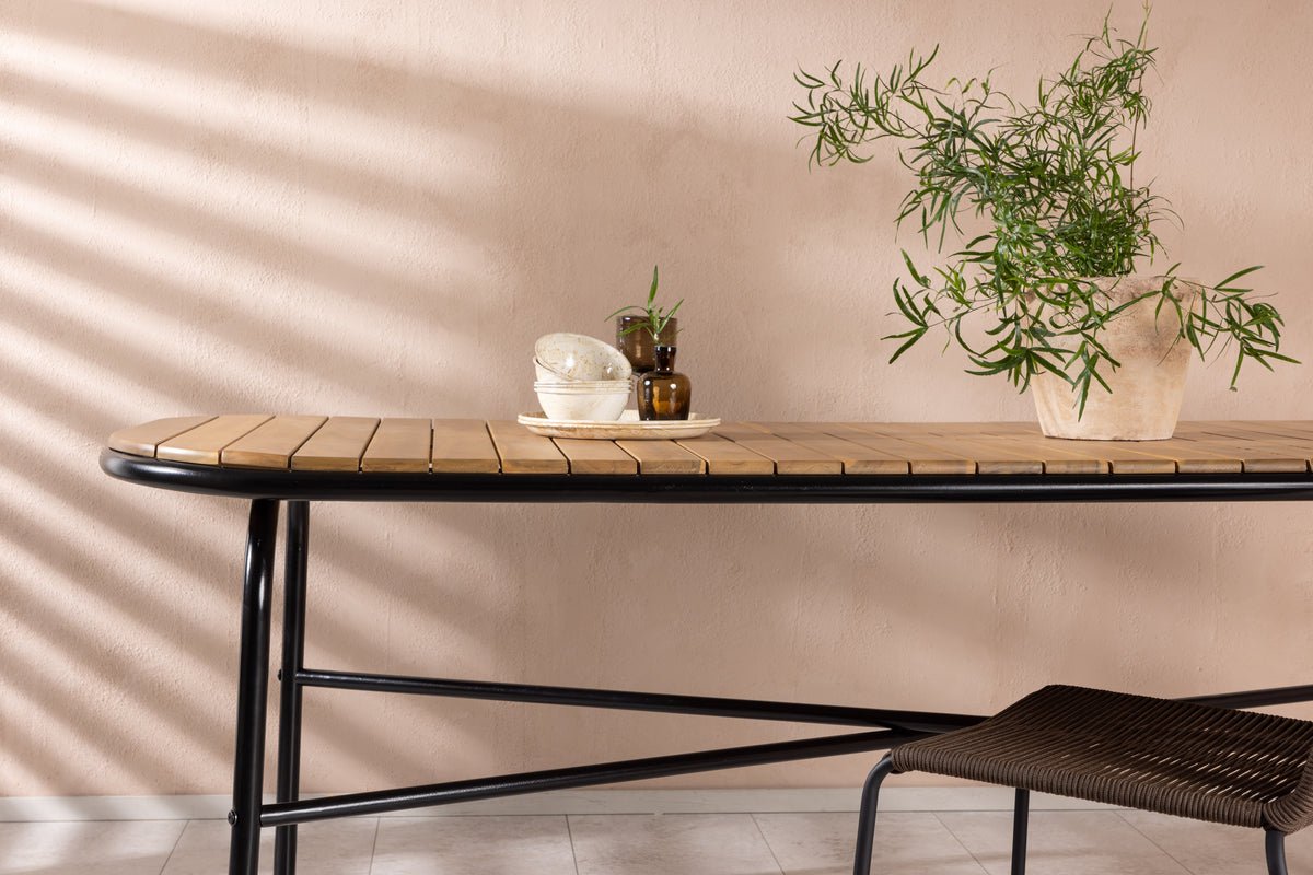 Garden Dining Table Lumo - 200x90 cm with Acacia Wood Tabletop in Natural Finish