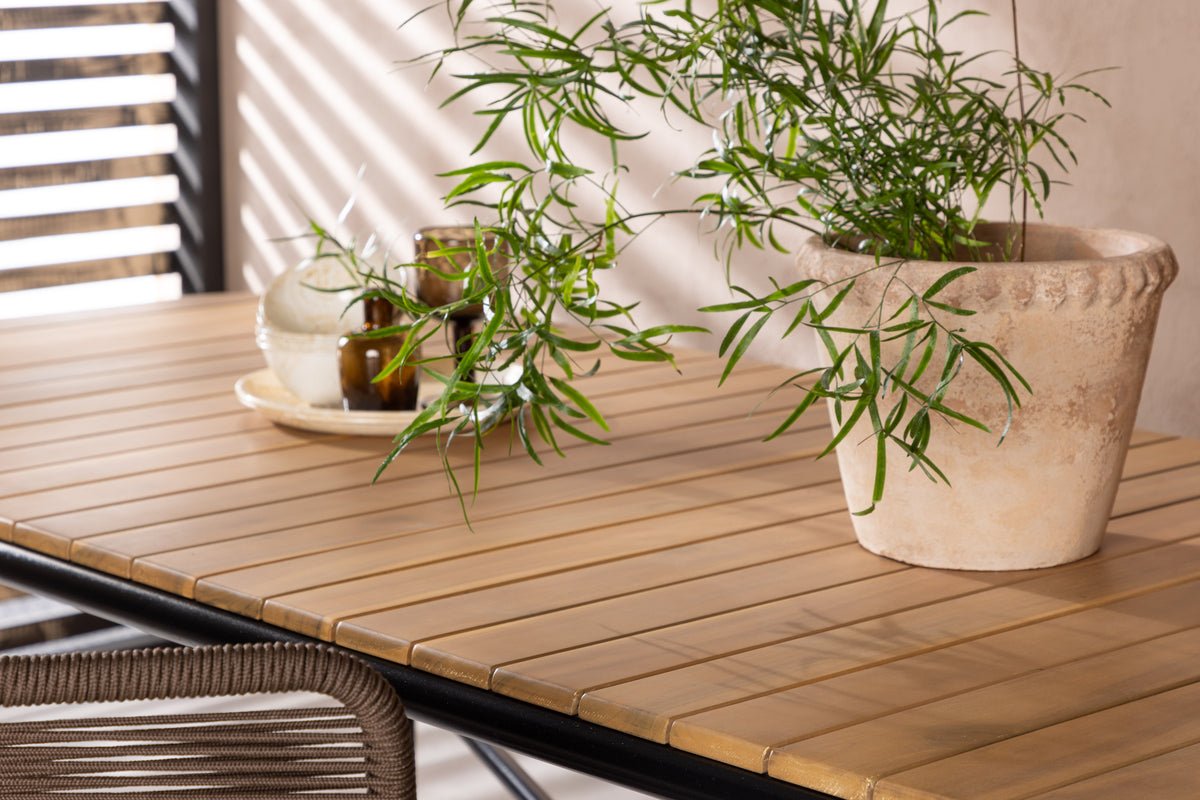 Garden Dining Table Lumo - 200x90 cm with Acacia Wood Tabletop in Natural Finish
