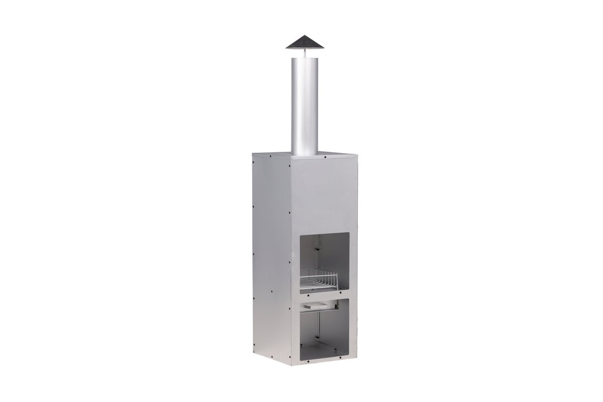 Terrace Fireplace Lio - made of silver-colored steel