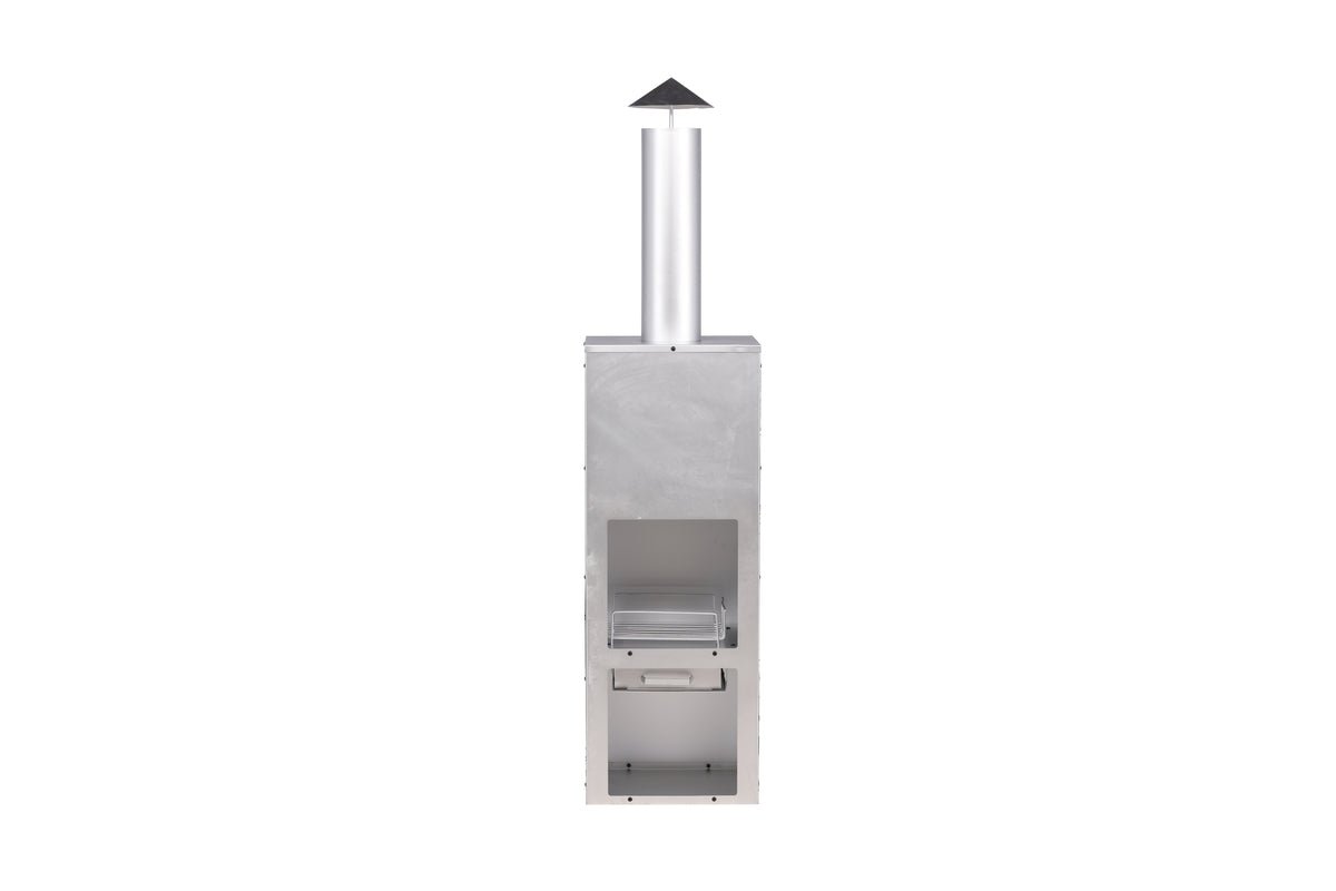Terrace Fireplace Lio - made of silver-colored steel