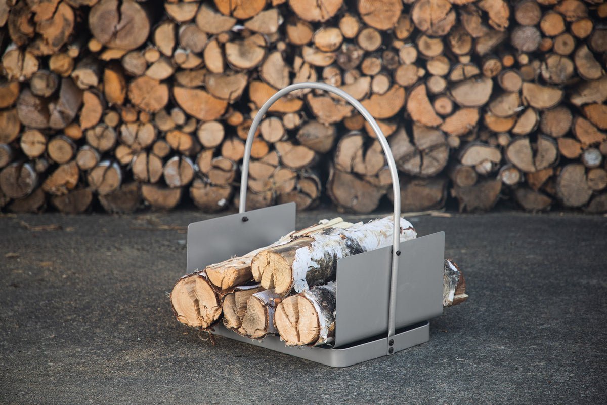 Garden Firewood Basket Carry - made of Steel in Silver