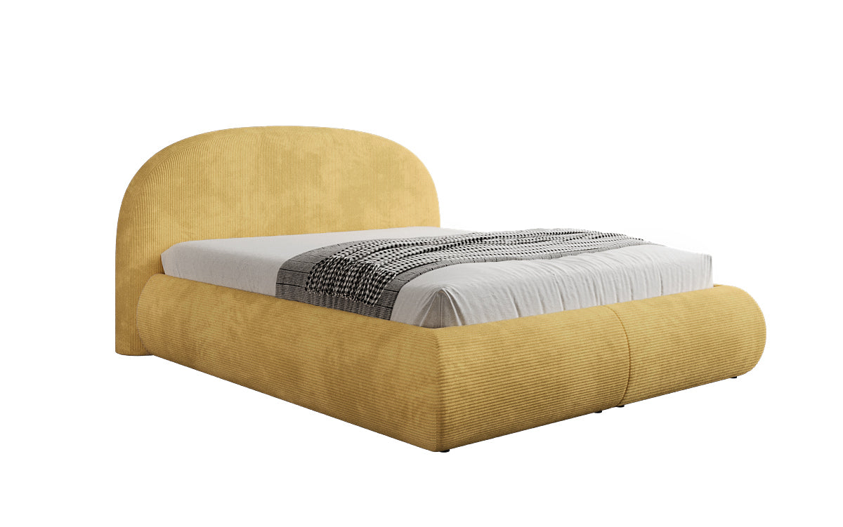 Designer upholstered bed Loop in Corduroy with storage space