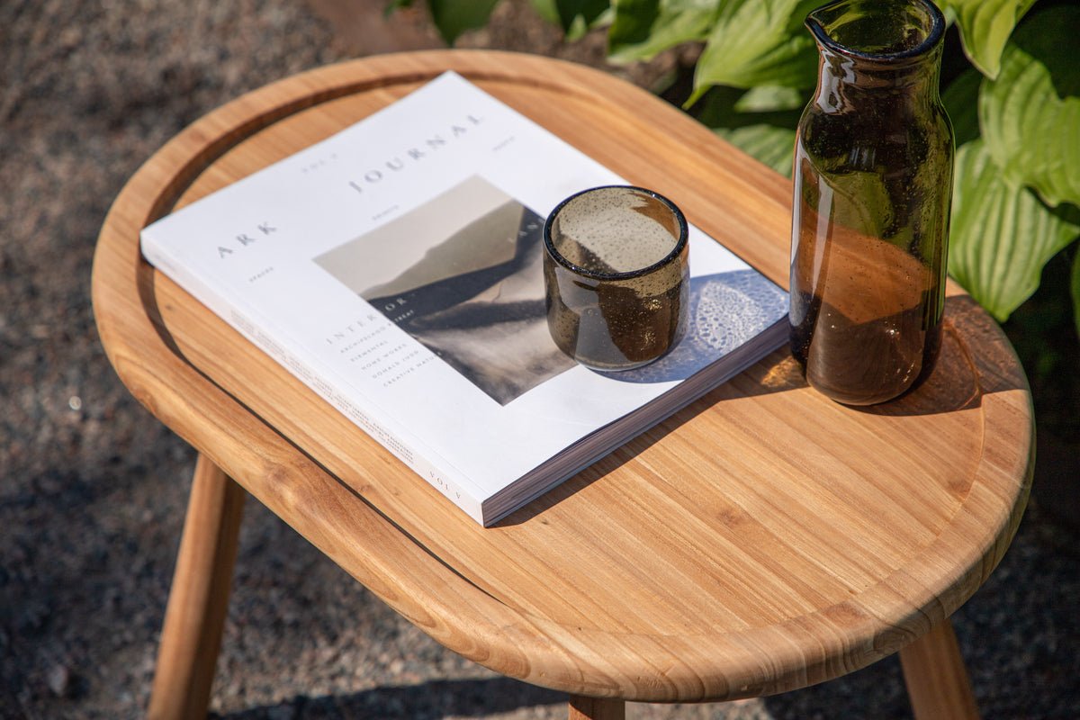 Garden table Maji - a side table in oval shape made of teak wood