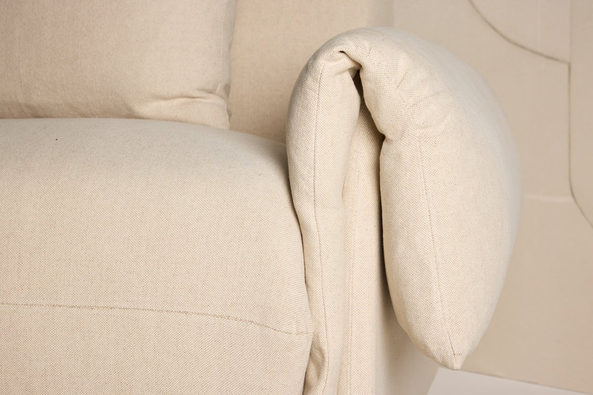 Armchair Möllner - made of oak wood with linen cover